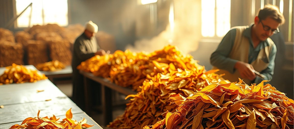 Cured leaf is sorted by stalk position and colour class before it is packed in C48 cartons.