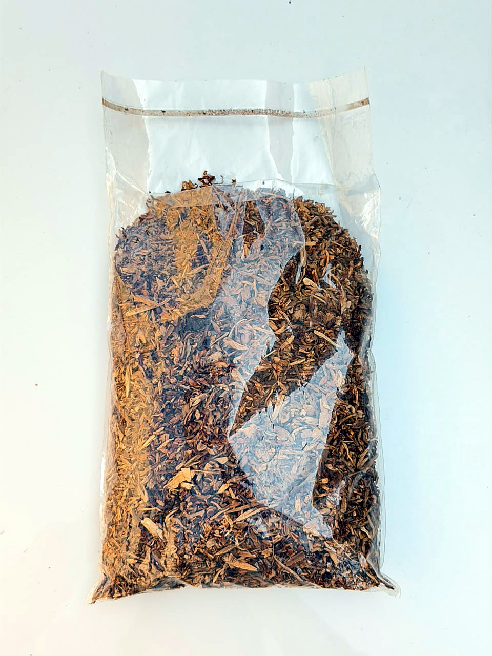 Threshed flue-cured Virginia lamina sample, sealed bag